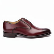 Men's Burgundy Brogue Leather Dress Shoes - side-view