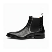 side-view - Men's Embossed Crocodile Leather Chelsea Boots