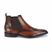 side-view - Men's Full Grain Leather Wingtip Chelsea Boots