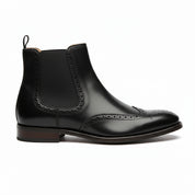 side-view - Men's Full Grain Leather Wingtip Chelsea Boots