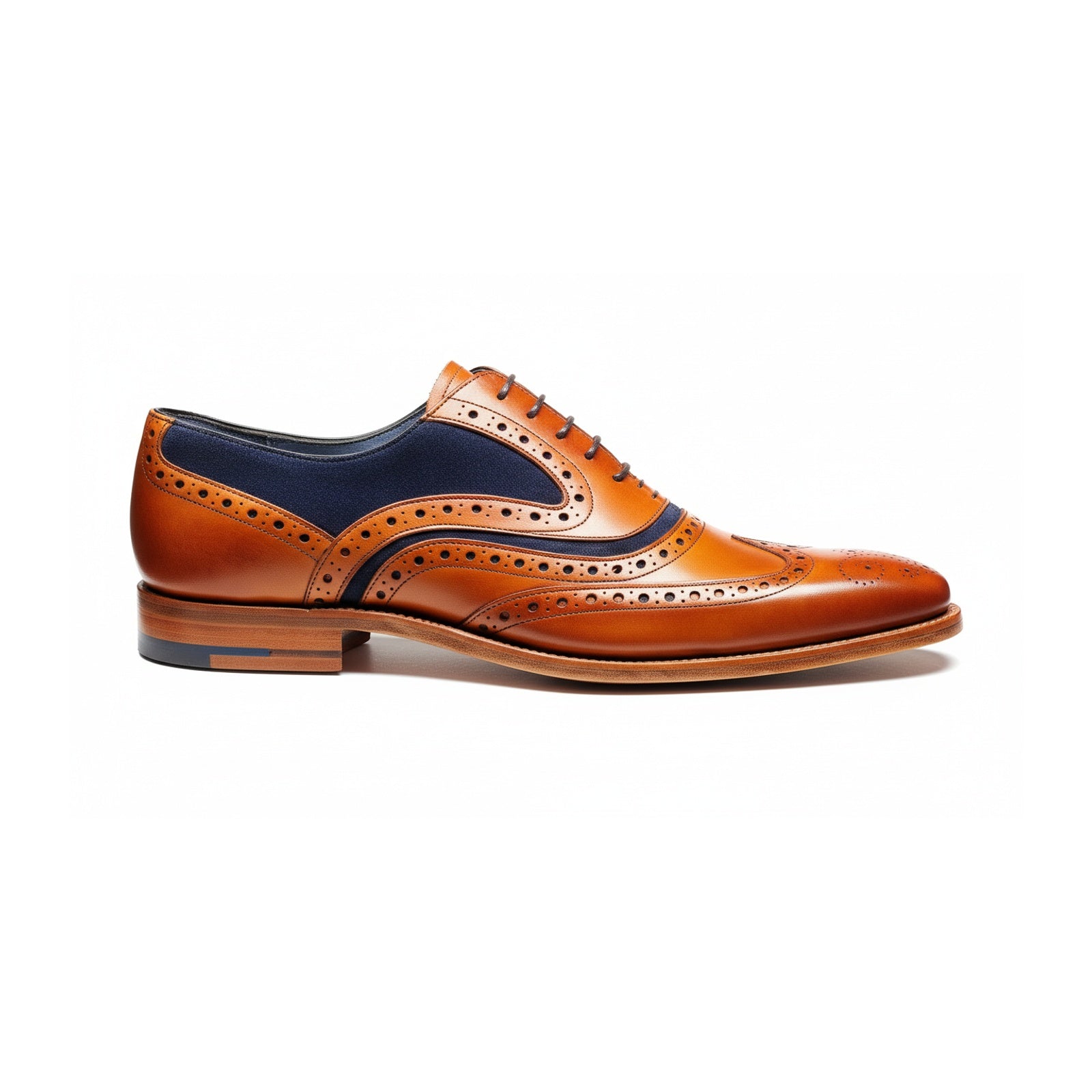 side-view - Men's Genuine Leather Derby Shoes with Brogue Detailing