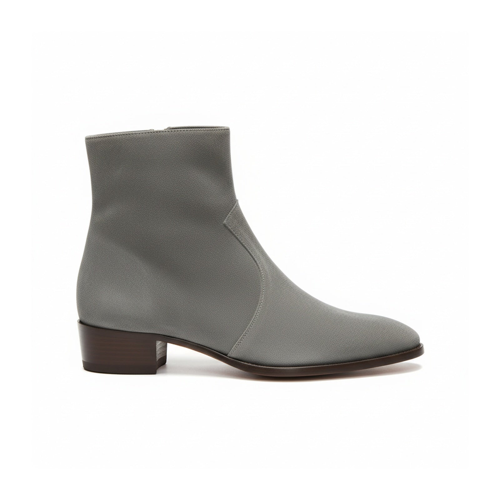 side-view - Men's Gray Suede Dress Ankle Boots