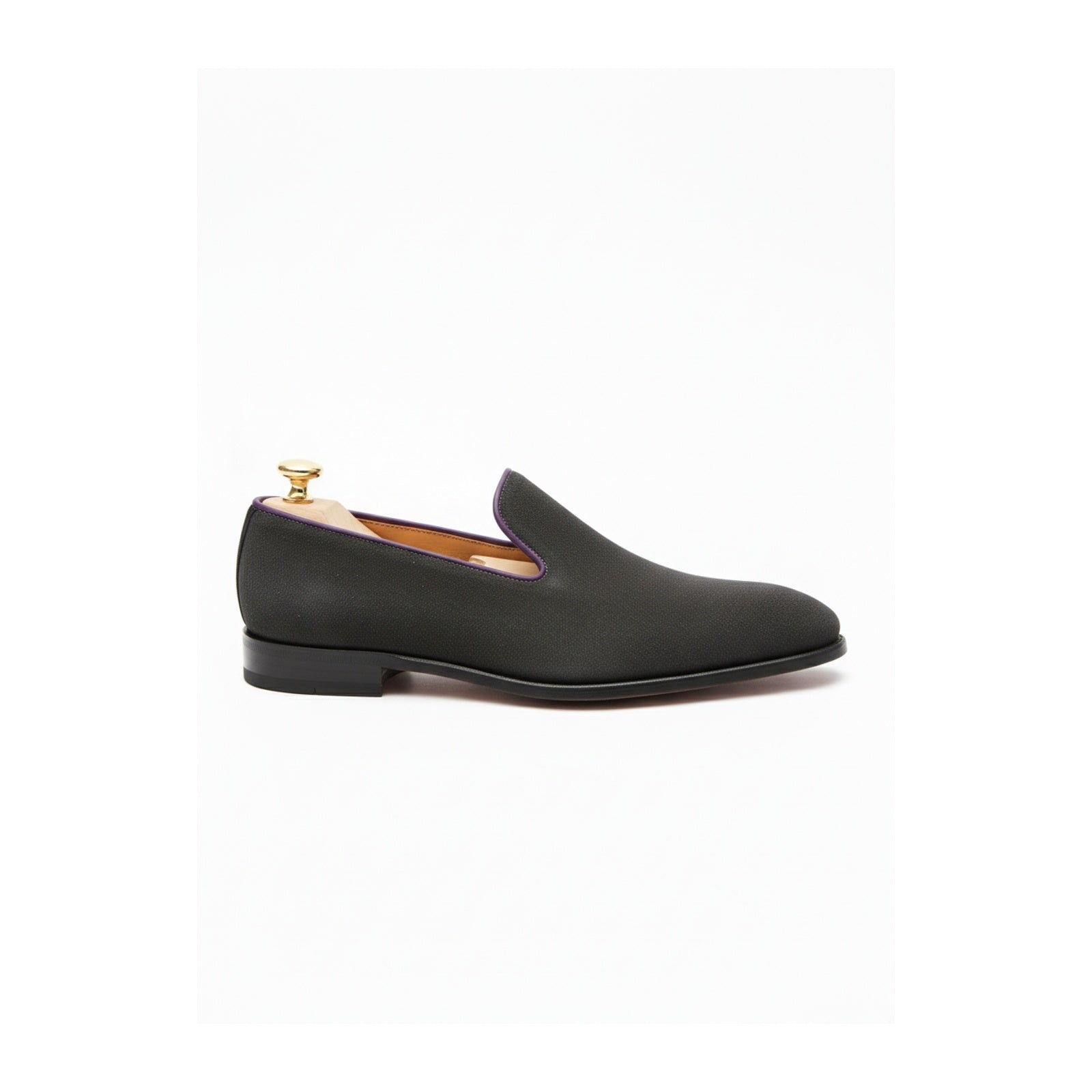 side-view - Men's Gray Suede Moccasins