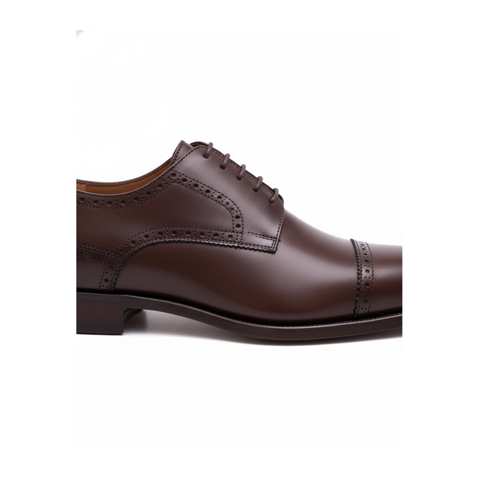 Men's Dark Brown Leather Oxford Dress Shoes - side-view