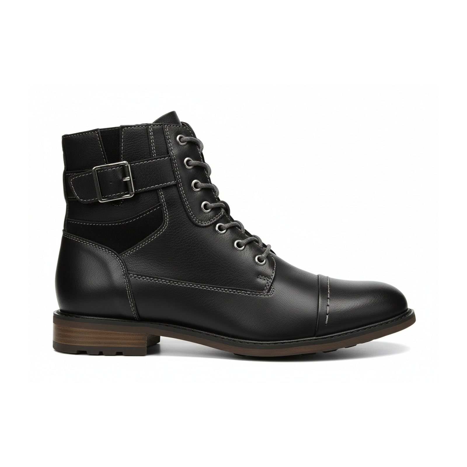 side-view - Men's Handmade Black Leather Classic Boots with Customization Options