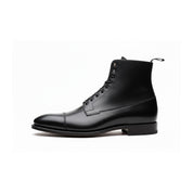 side-view - Men's Handmade Black Leather Dress Boots with Custom Features