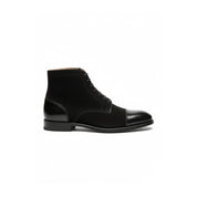 side-view - Men's Handmade Black Leather Oxford Ankle Boots with Dress Design