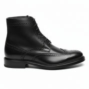 side-view - Men's Handmade Black Leather Wingtip Brogue Ankle Boots