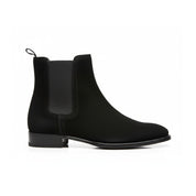 side-view - Men's Handmade Black Suede Chelsea Boots – Customizable Options