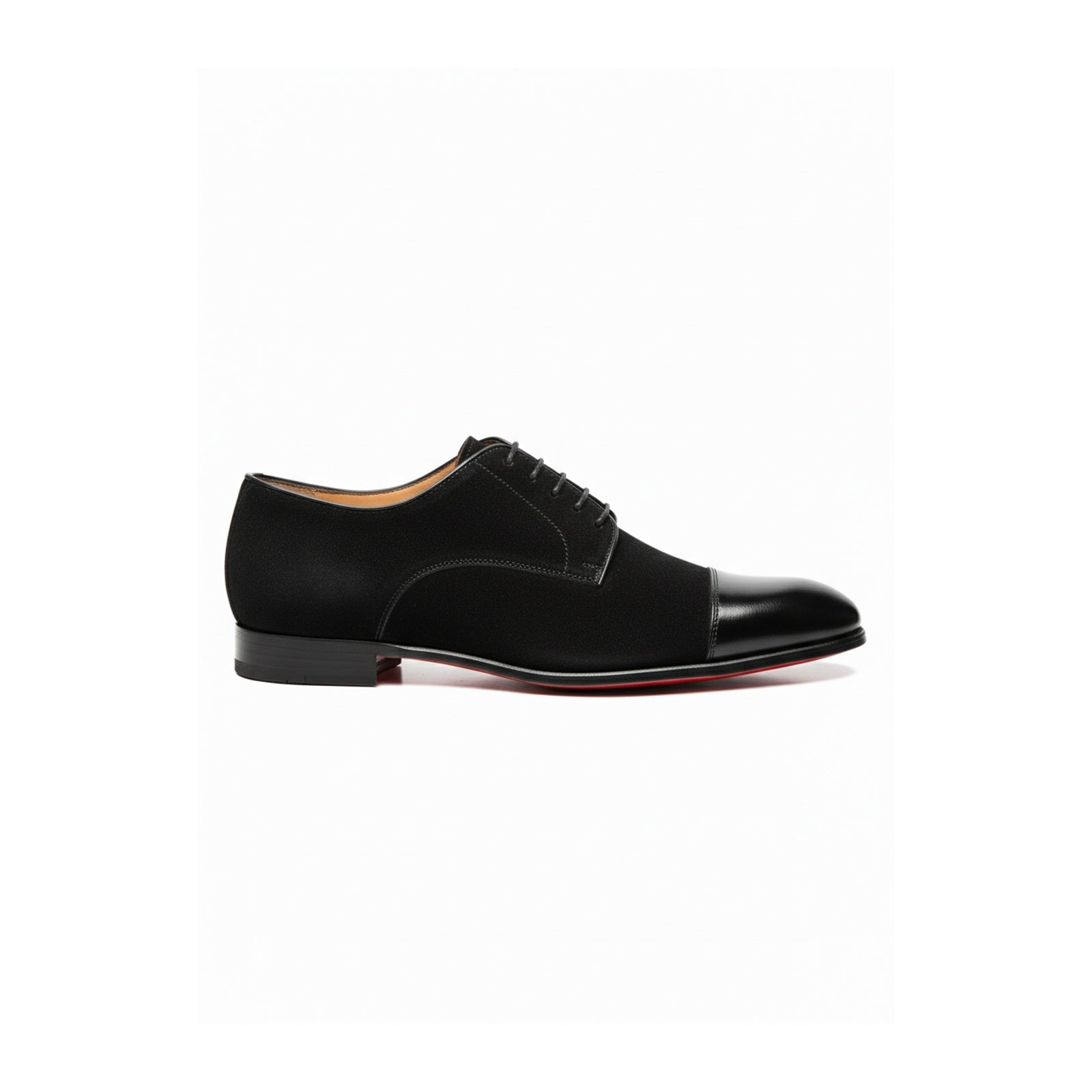 side-view - Men's Handmade Black Suede & Leather Formal Shoes
