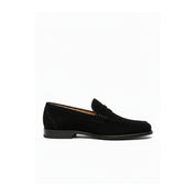 side-view - Men's Handmade Black Suede Moccasins with Slip-On Design