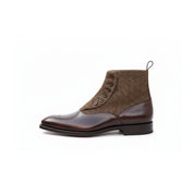 side-view - Men's Handmade Brown Leather Button Boots with Premium Fit