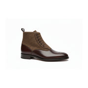 side-view - Men's Handmade Brown Leather Button Boots with Premium Fit