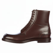 side-view - Men's Handmade Dark Brown Leather Lace-Up Ankle Boot with Welted Sole