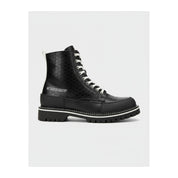 side-view - Men's Hexagon-Patterned Leather Motorcycle Boots