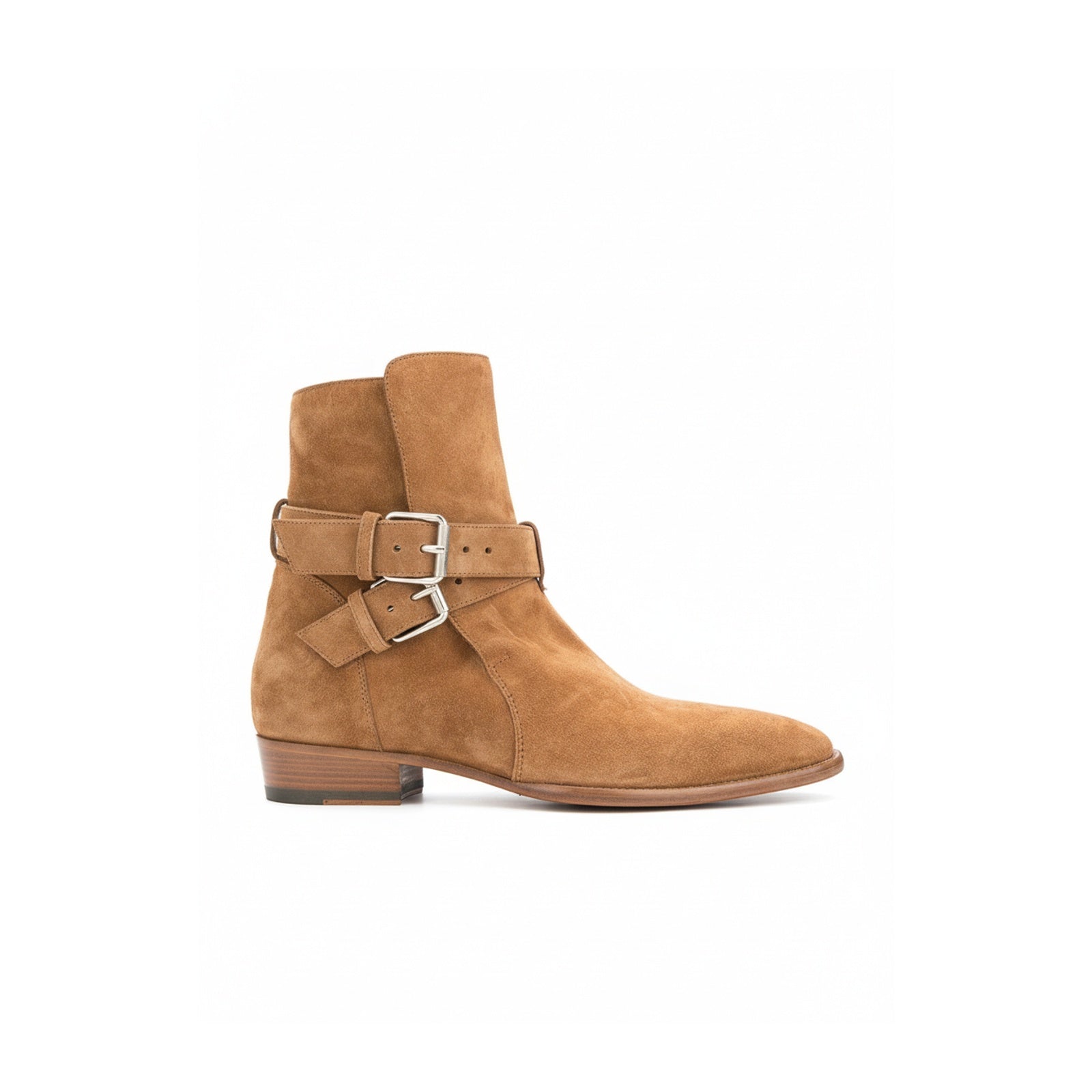 side-view - Men's High Ankle Suede Biker Boots