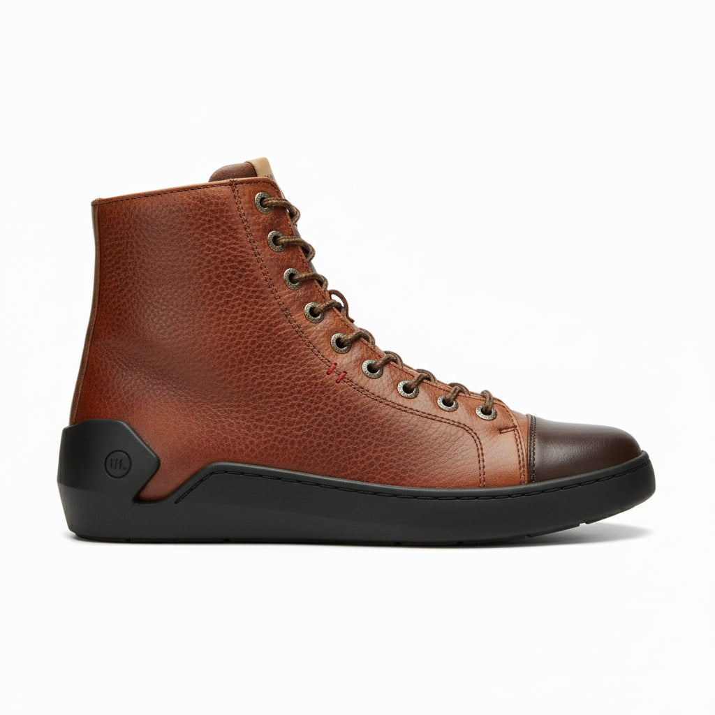 side-view - Men's High-Top Genuine Leather Sneakers