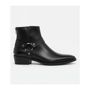 Men's Leather Ankle Boots with Fashion Zipper - side-view