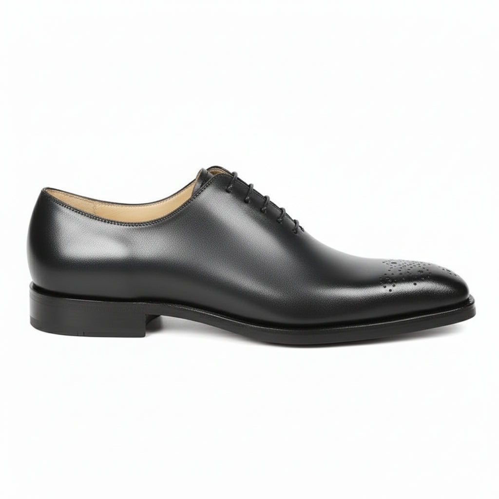 Men's Black Leather Brogue Oxford Shoes - side-view