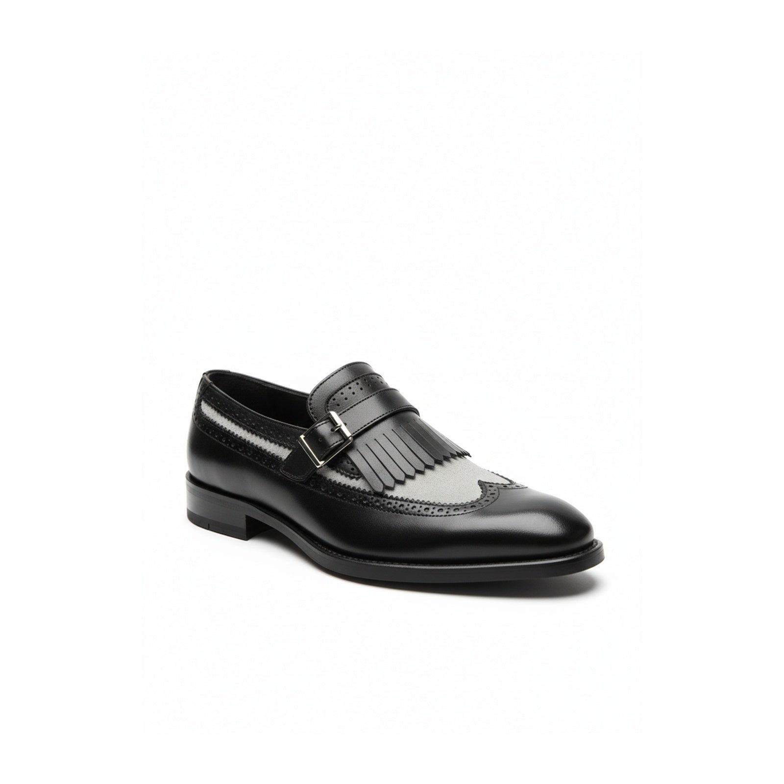 side-view - Men's Leather & Suede Spectator Wingtip Dress Shoes