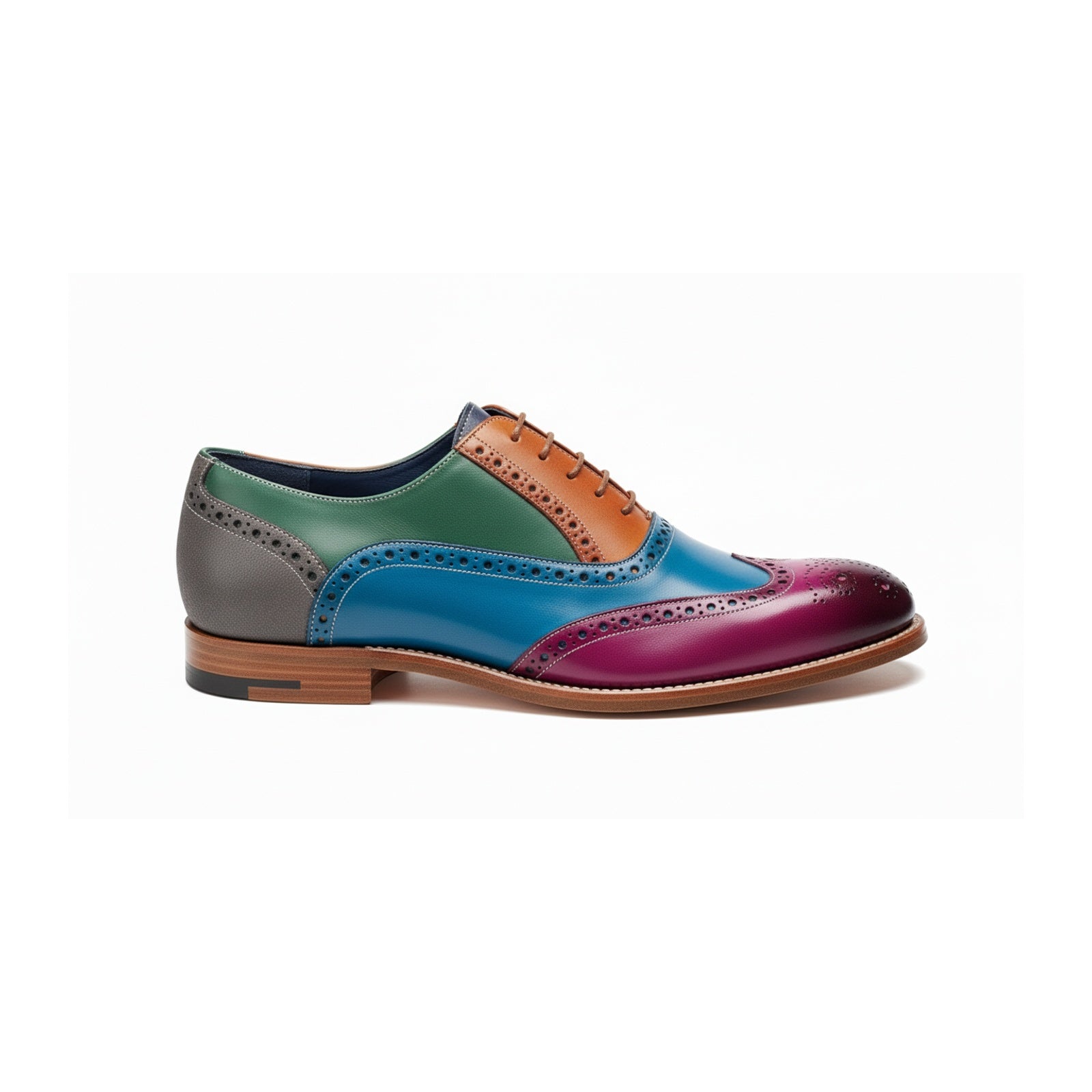 Men's Leather Wingtip Brogue Shoes - side-view