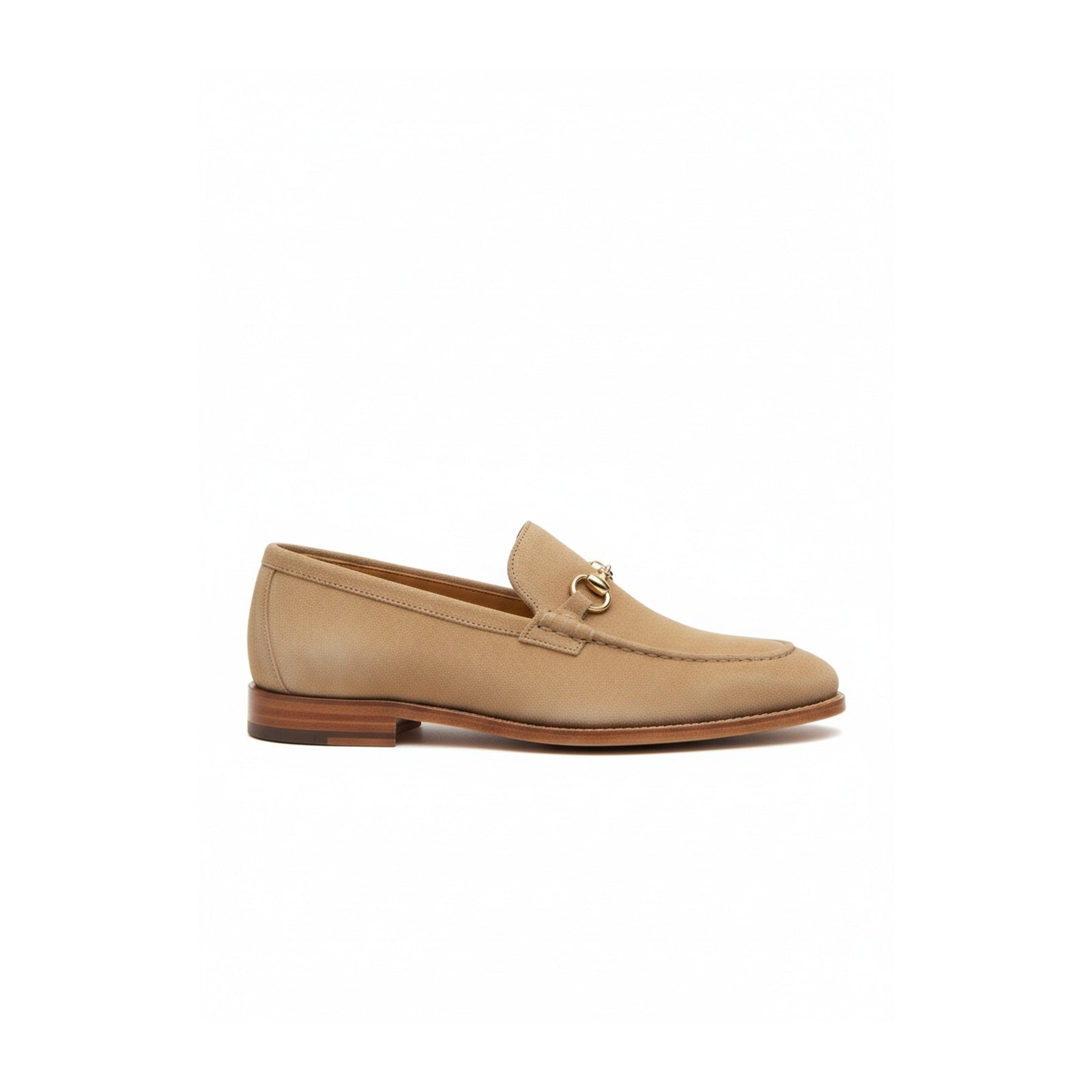 side-view - Men's Light Gray Suede Moccasin Shoes