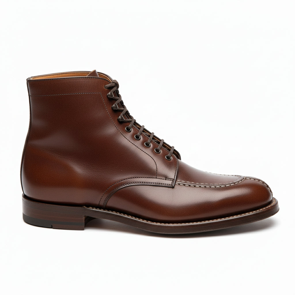 side-view - Men's Maroon Leather Lace-Up Ankle Dress Boots