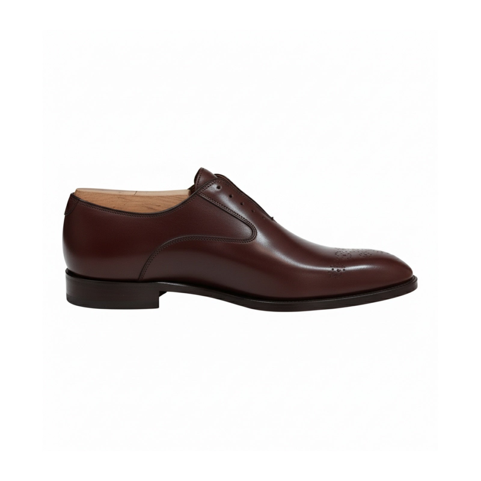 Men's Maroon Leather Oxford Dress Shoes - side-view