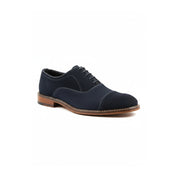 side-view - Men's Navy Blue Suede Oxfords