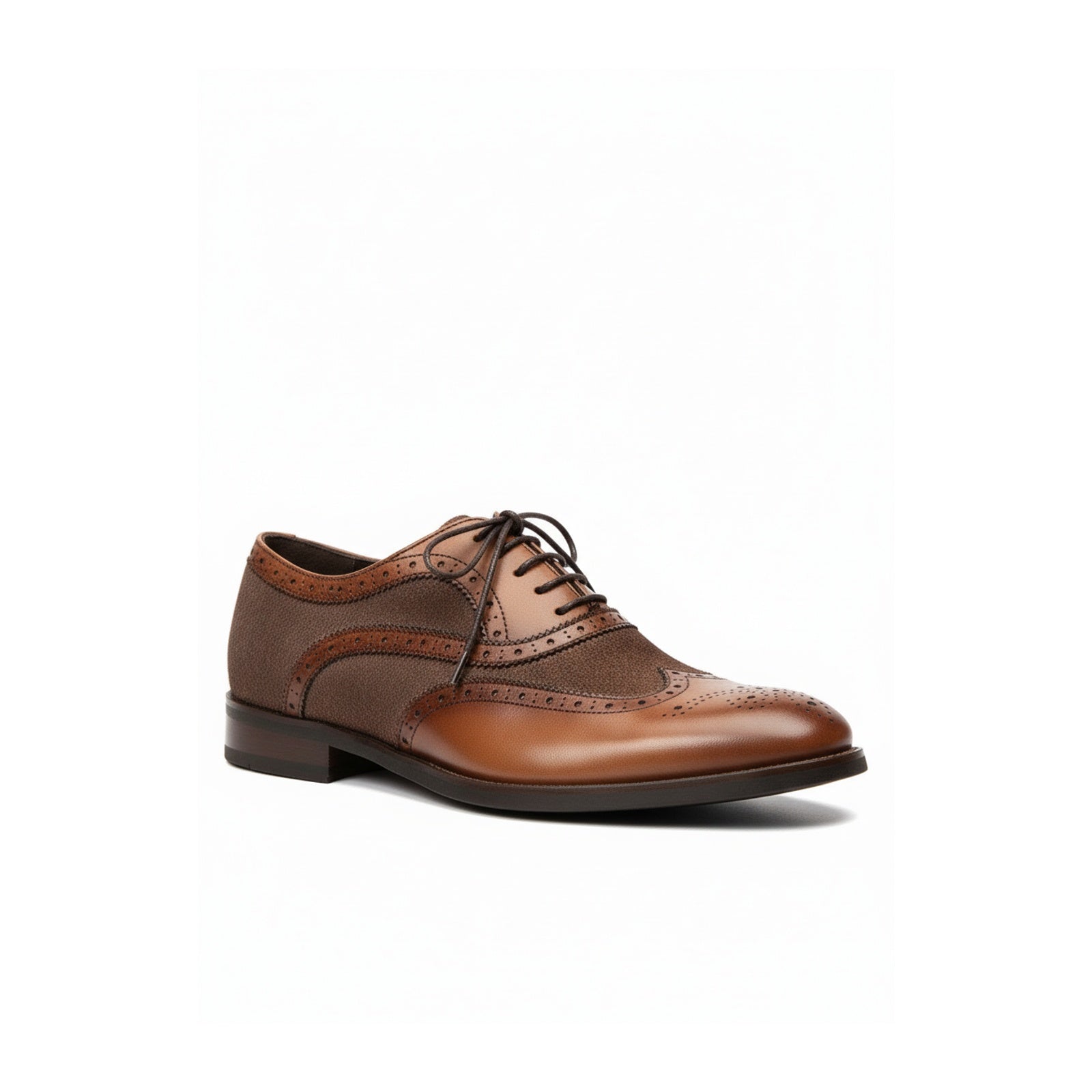side-view - Men's Navy Suede Wingtip Oxford Shoes