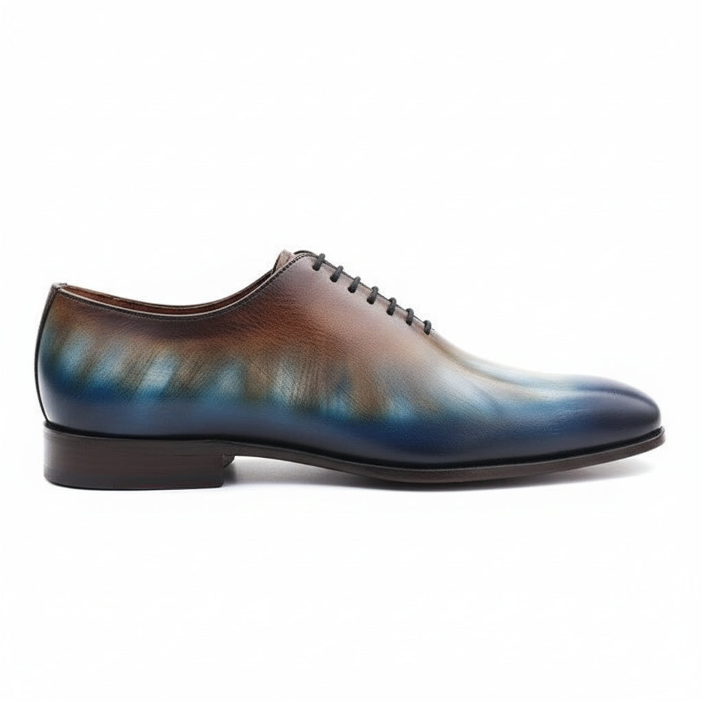 Men's Oxford Patina Leather Dress Shoes - side-view