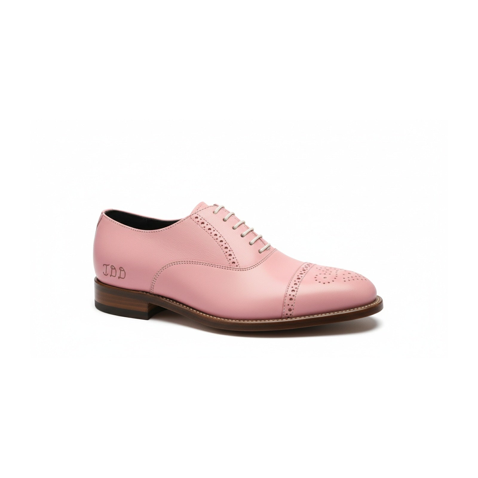 side-view - Men's Pink Leather Oxford Shoes