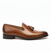 side-view - Men's Rich Brown Tassel Loafer Leather Shoes