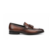side-view - Men's Shaded Tan Leather Tassel Loafers