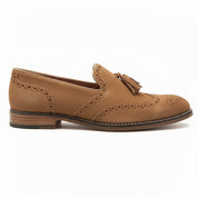 side-view - Men's Suede Cow Leather Brogue Slip-on Shoes