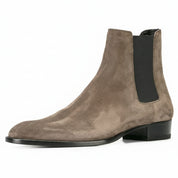 side-view - Men's Suede Cow Leather Zipper Boots