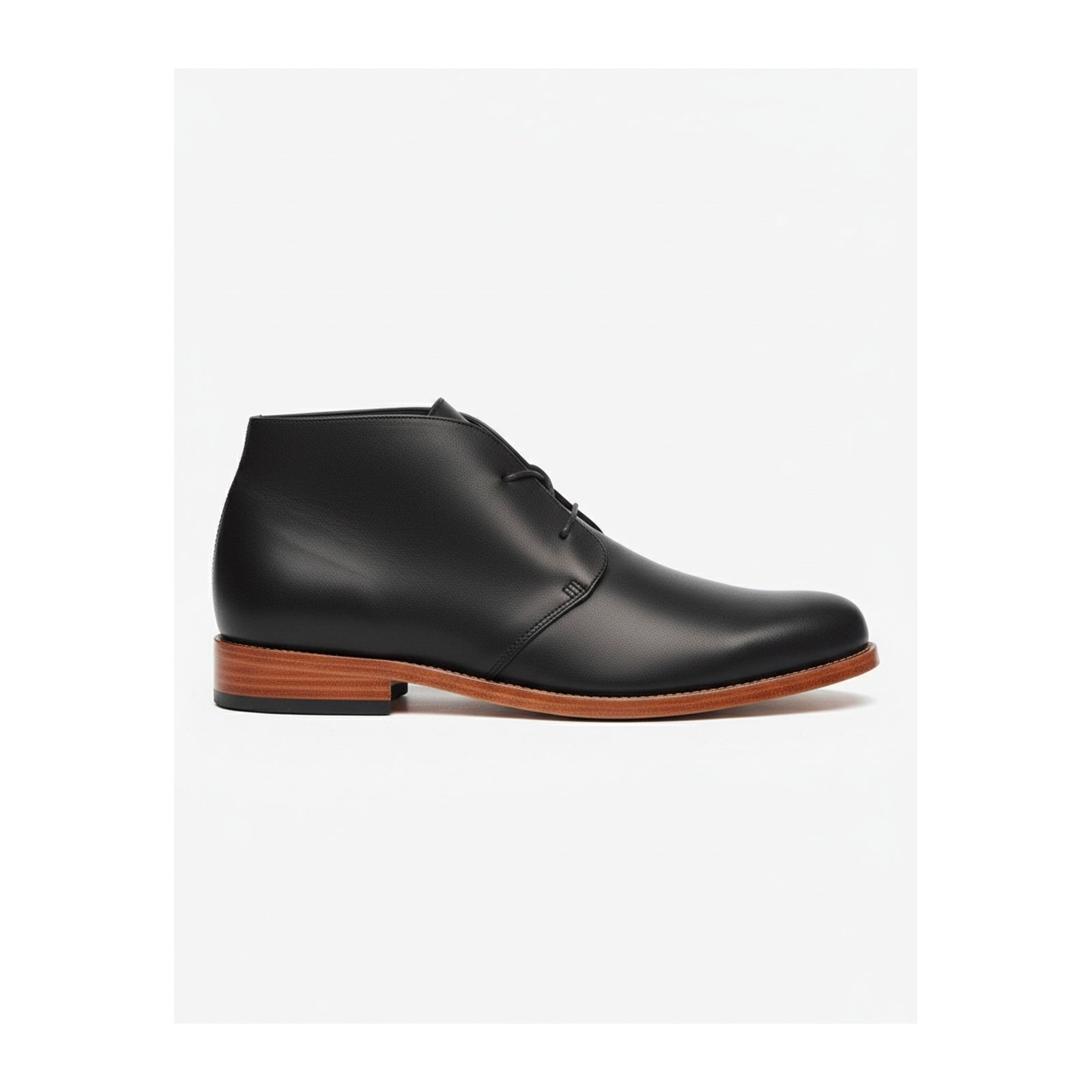 Men's Tan Black Leather Chukka Boots - side-view