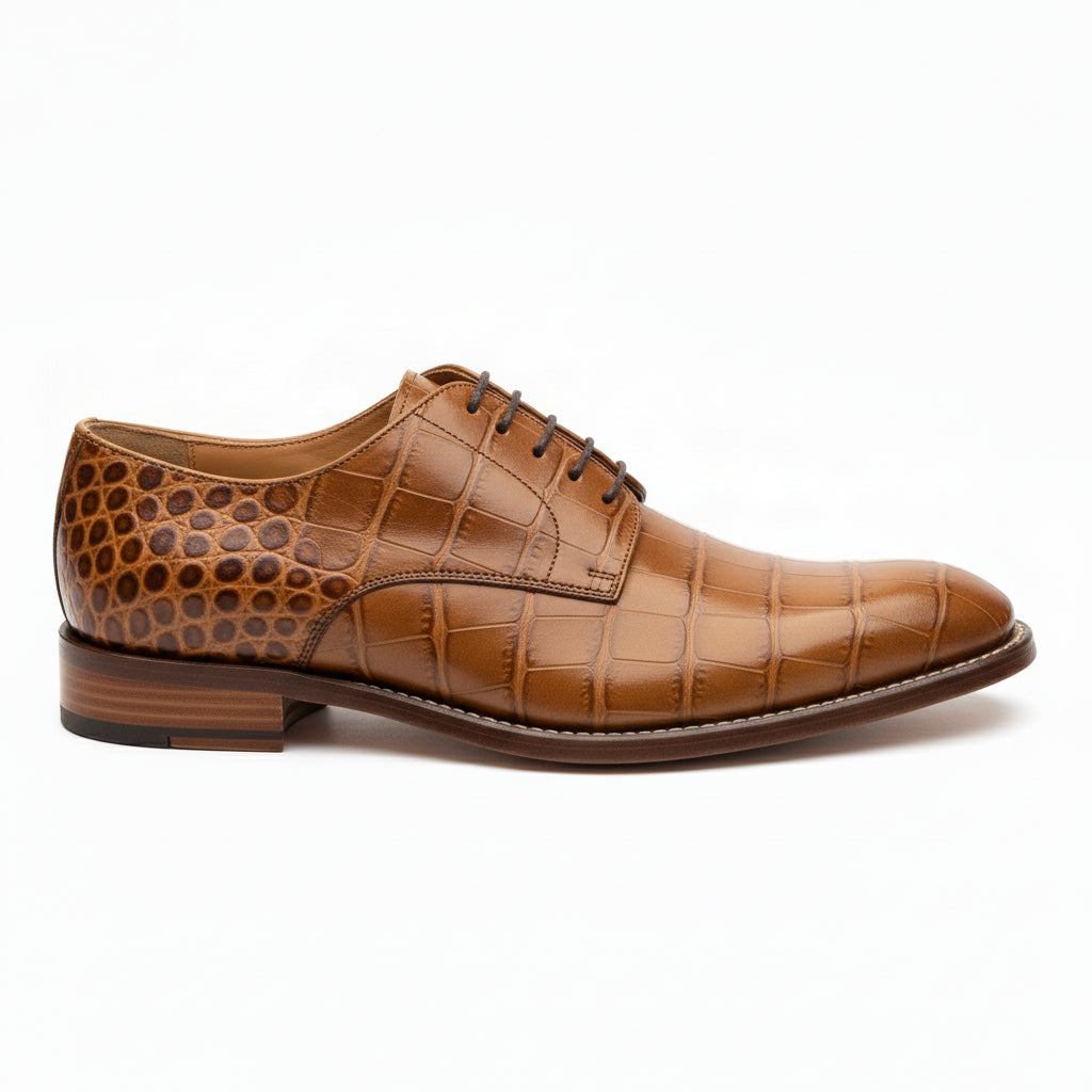 side-view - Men's Tan Brown Leather Oxford Dress Shoes