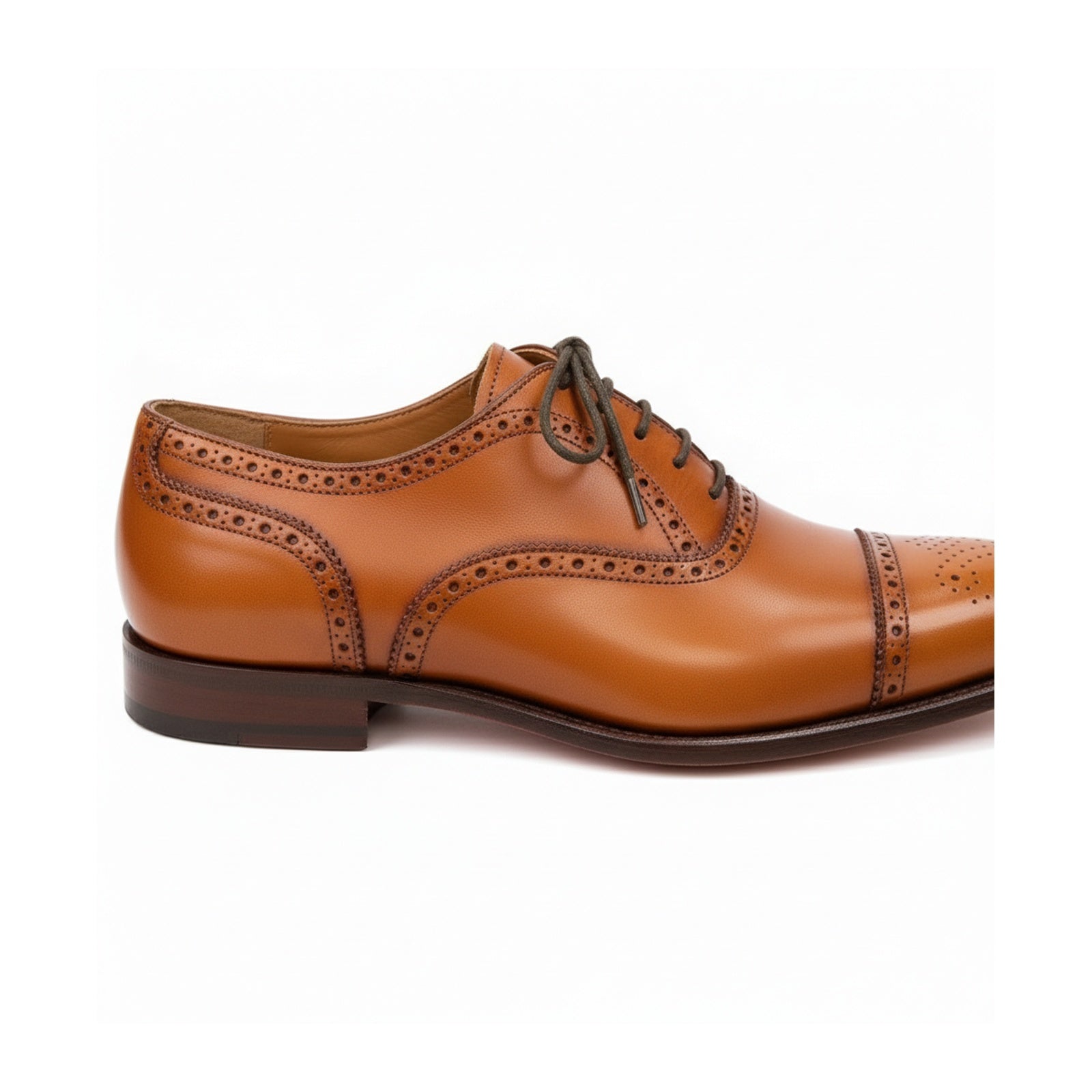 Men's Tan Leather Brogue Dress Shoes - side-view