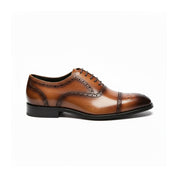 side-view - Men's Tan Leather Brogue Oxford Shoes