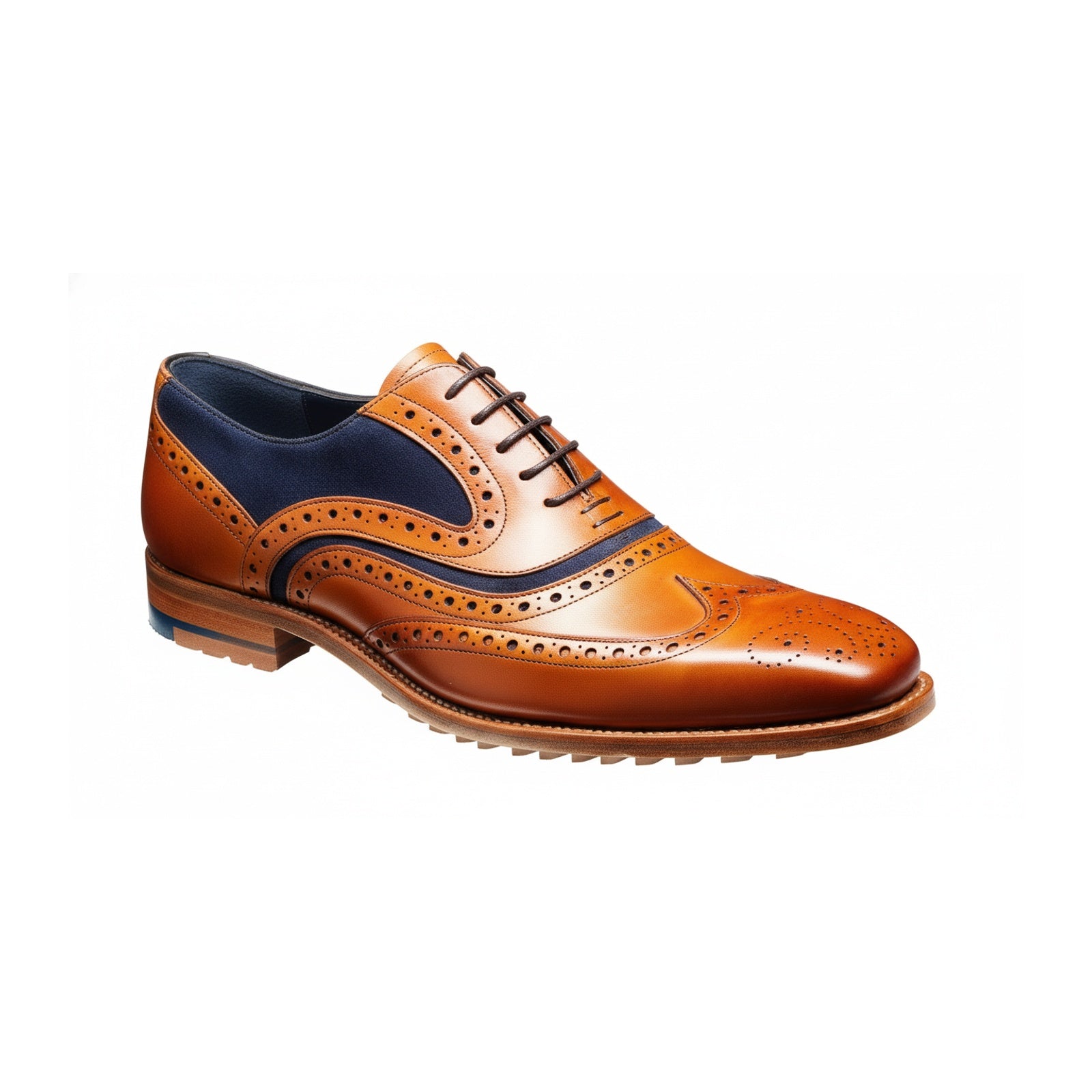 side-view - Men's Tan Leather Brogue Shoes