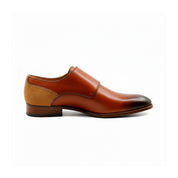 side-view - Men's Tan Leather Double Buckle Oxfords
