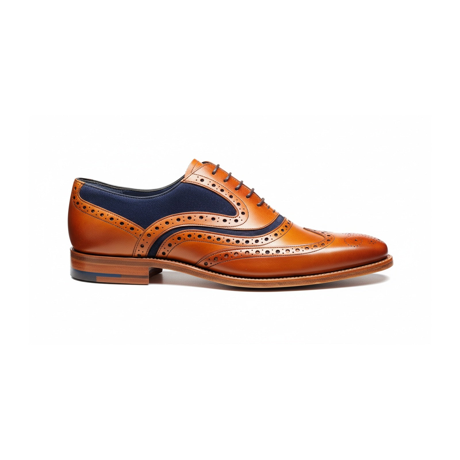 Men's Tan Leather Dress Shoes with Lace-up Closure - side-view