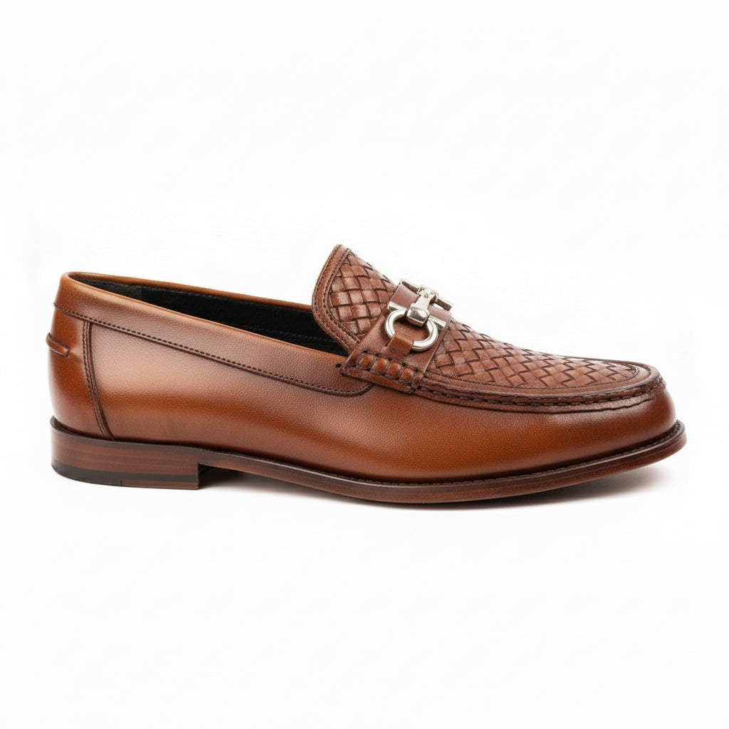Men's Tan Leather Loafers - side-view