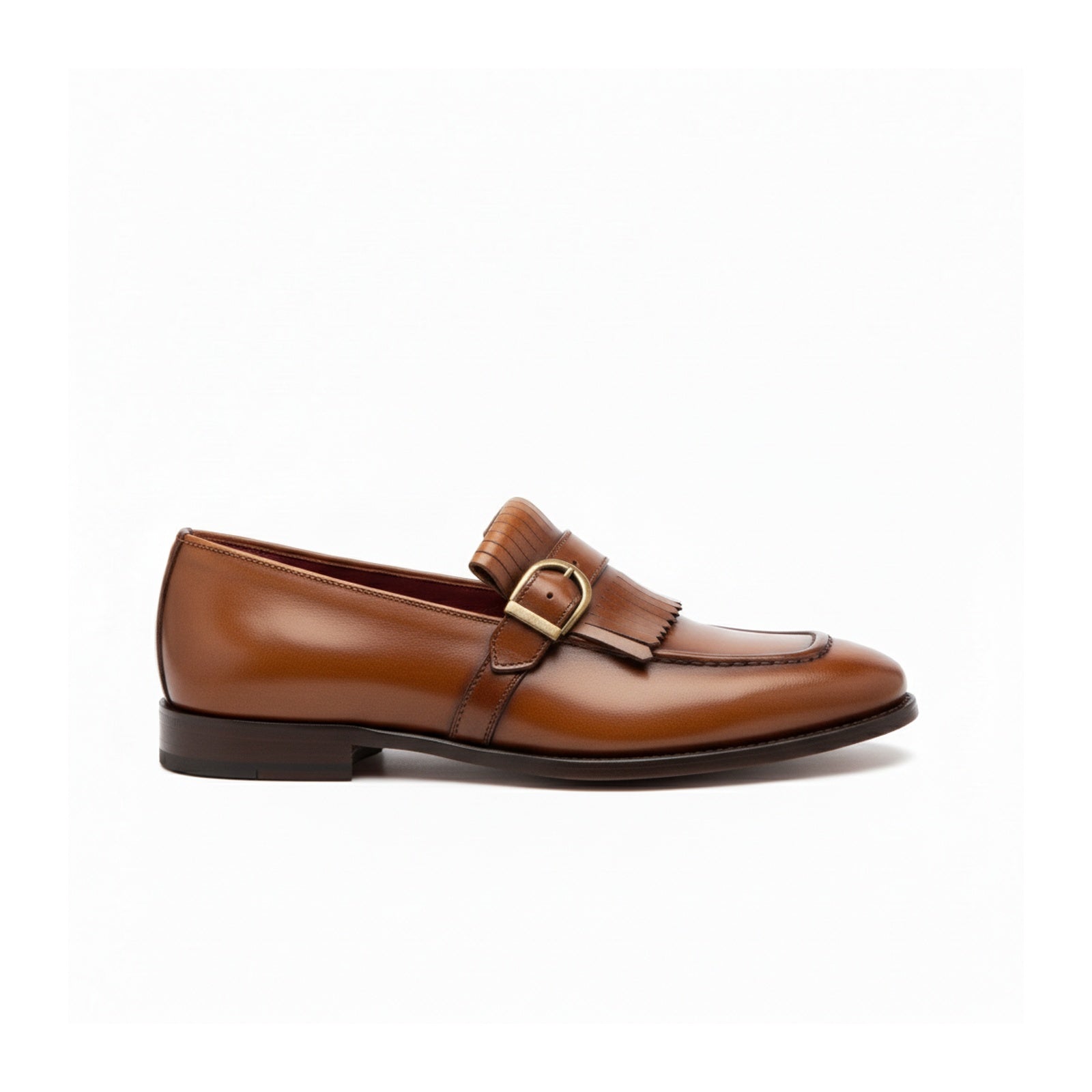 side-view - Men's Tan Leather Moccasin Shoes