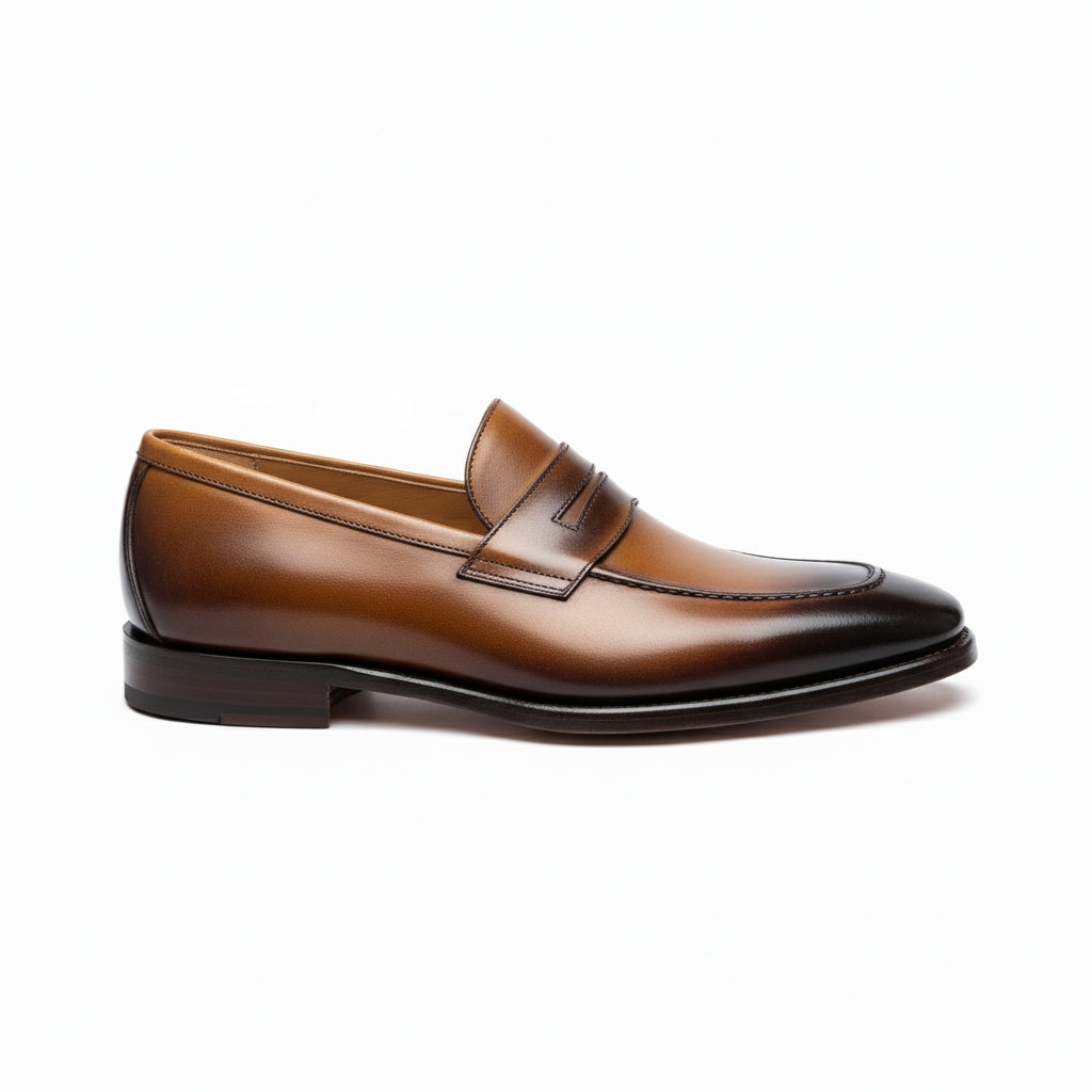 Men's Tan Leather Moccasins - side-view
