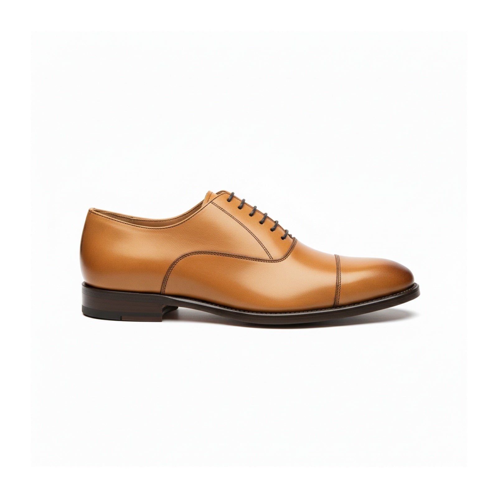side-view - Men's Tan Leather Oxford Dress Shoes