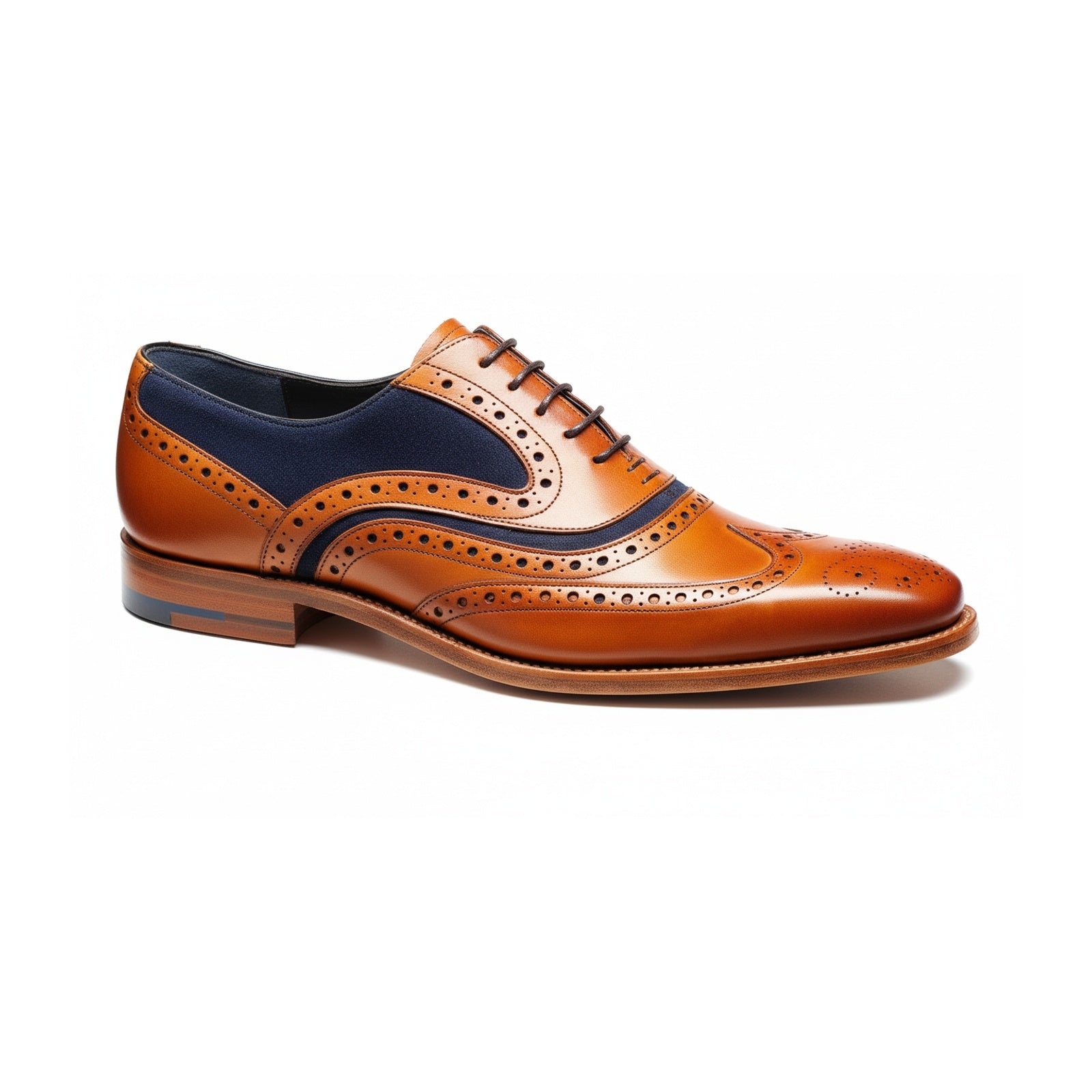 side-view - Men's Tan Leather Wingtip Dress Shoes