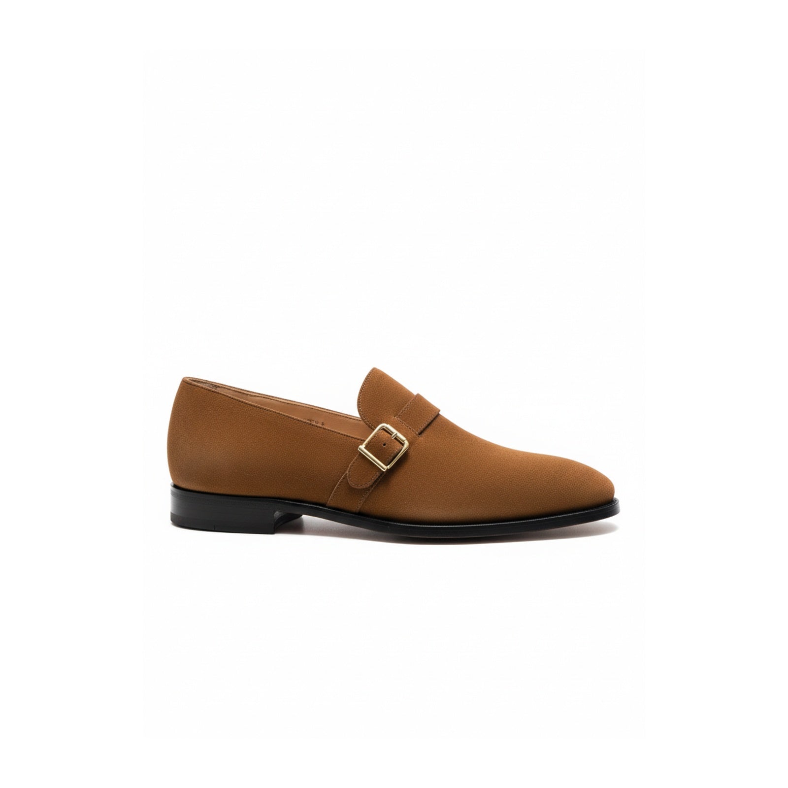 side-view - Men's Tan Suede Monk Strap Shoes