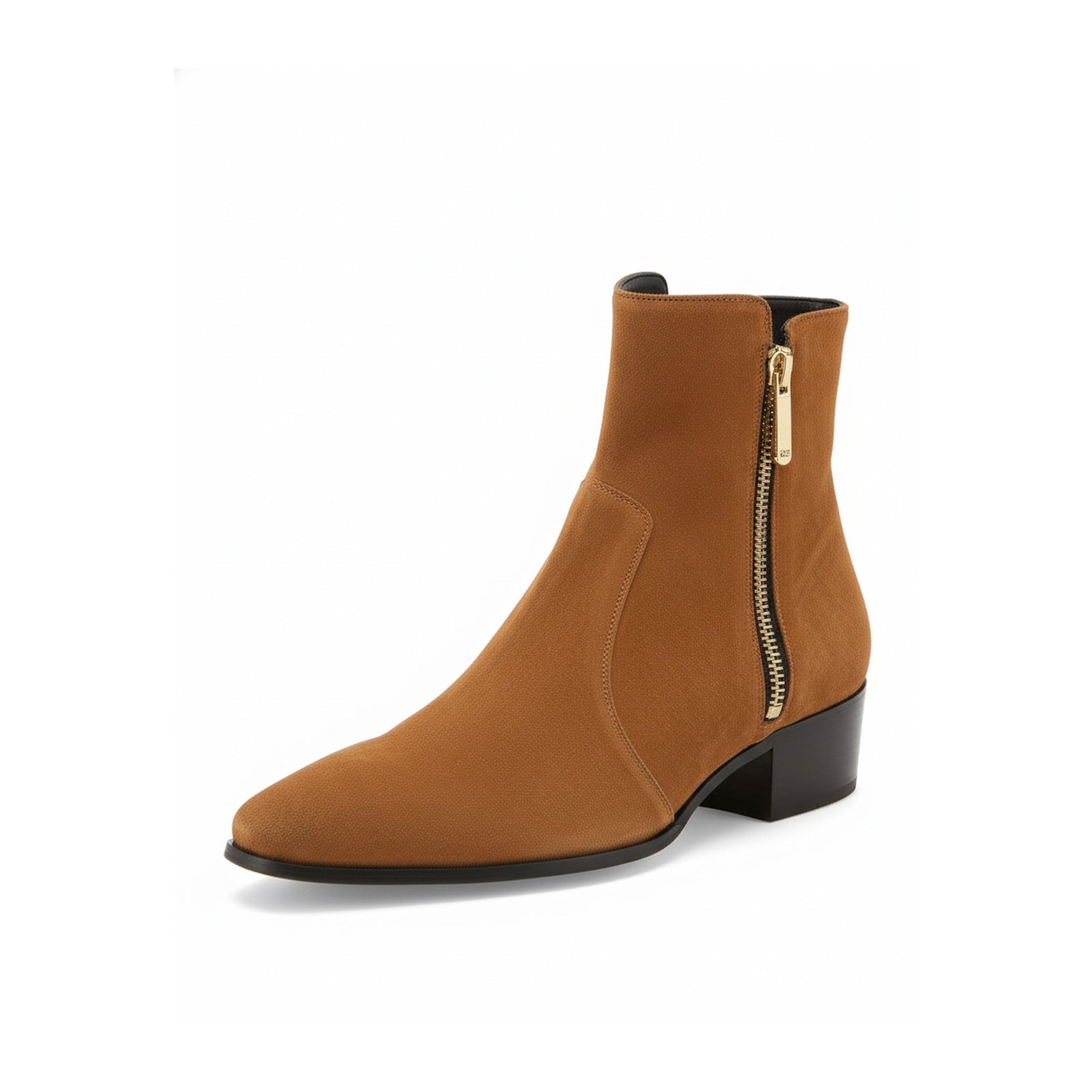 Men's Tan Suede Side-Zip Ankle Boots - side-view